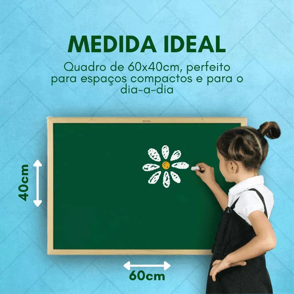Lousa Quadro Verde Escolar 60x40 C/ Giz E Apagador Porta Giz Verde Lhp Ecommerce thumbnail 2