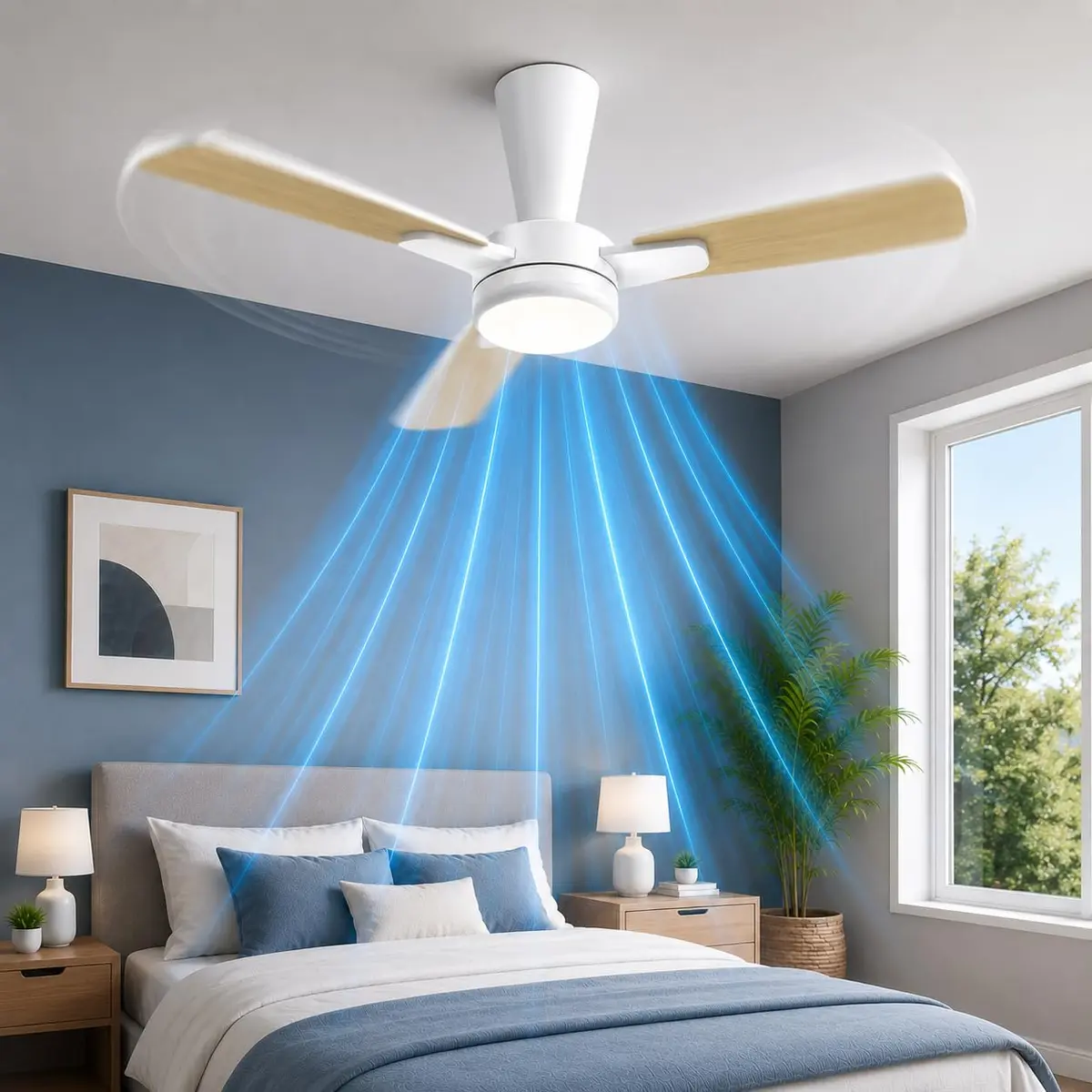 Airwit Ventilador de Teto 104 cm Bivolt Madeira com Controle Remoto | Motor BLDC, função reversa, 6 velocidades, LED 24W, dimmer, 3 temperaturas de cor, quartos, salas - 1