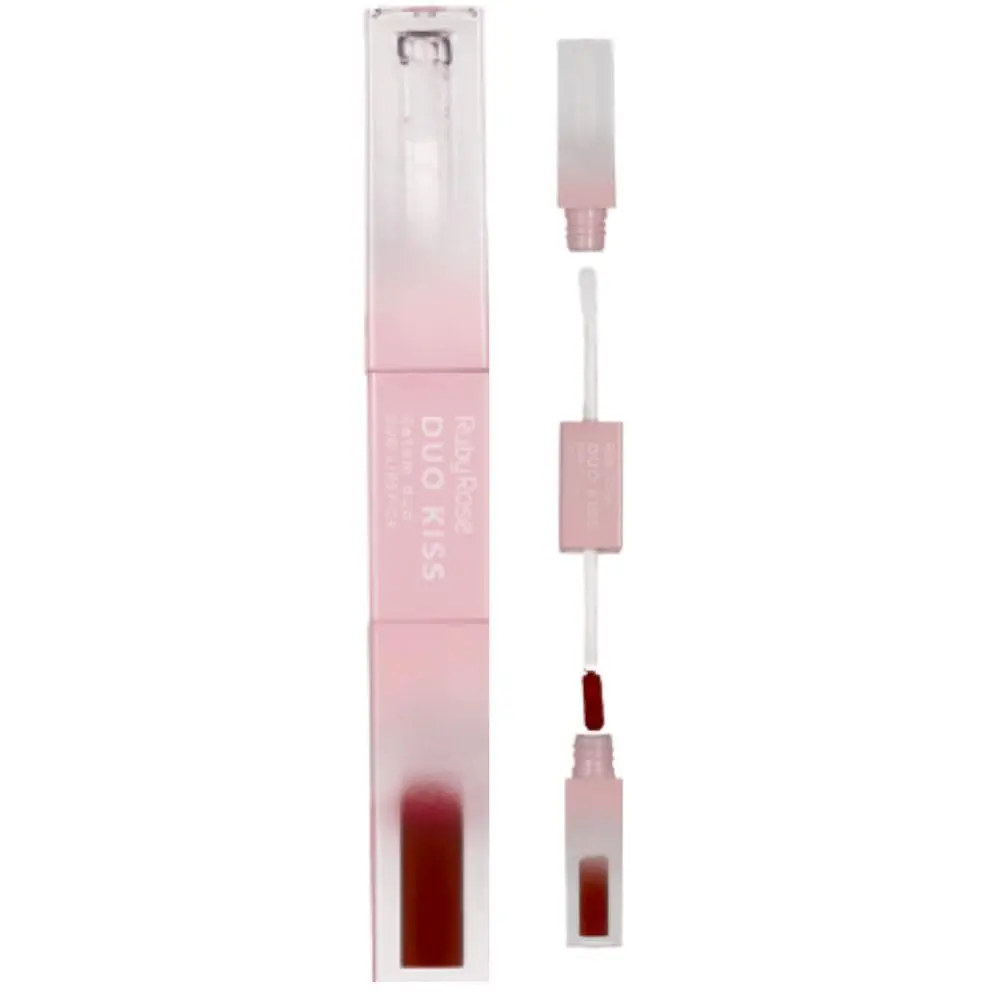 Batom Líquido Ruby Rose Duo Kiss Matte 2 em 1 Alta Cobertura Com Gloss (DK07, 5g)