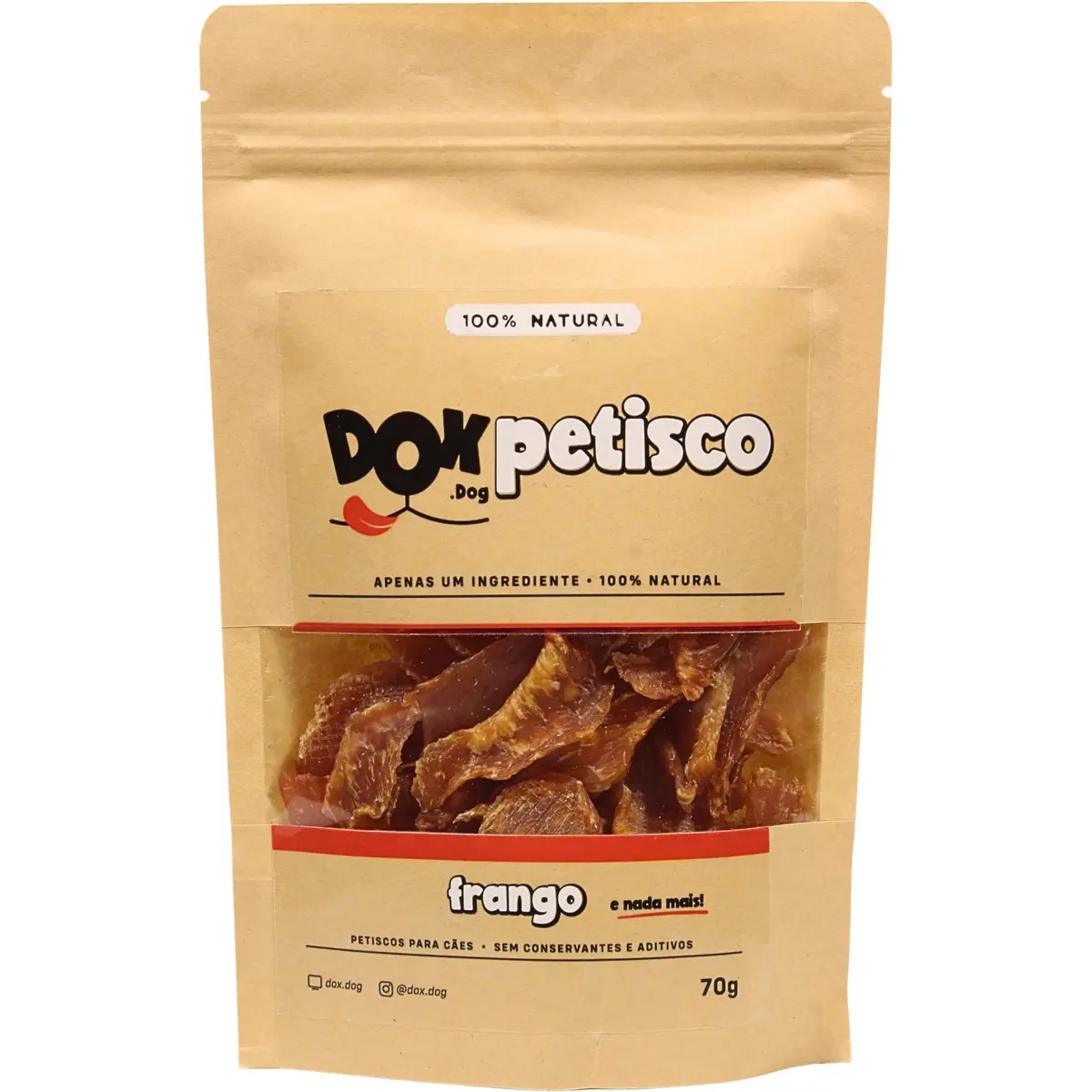 Petisco para Cães Dox.Dog, 70g | Cortes selecionados de frango, sem corantes e conservantes artificiais, como agrado e reforço positivo no treino