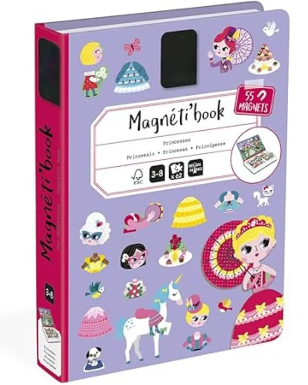 Livro Magnético Princesas, Jogo Educativo Magnético, 70 peças