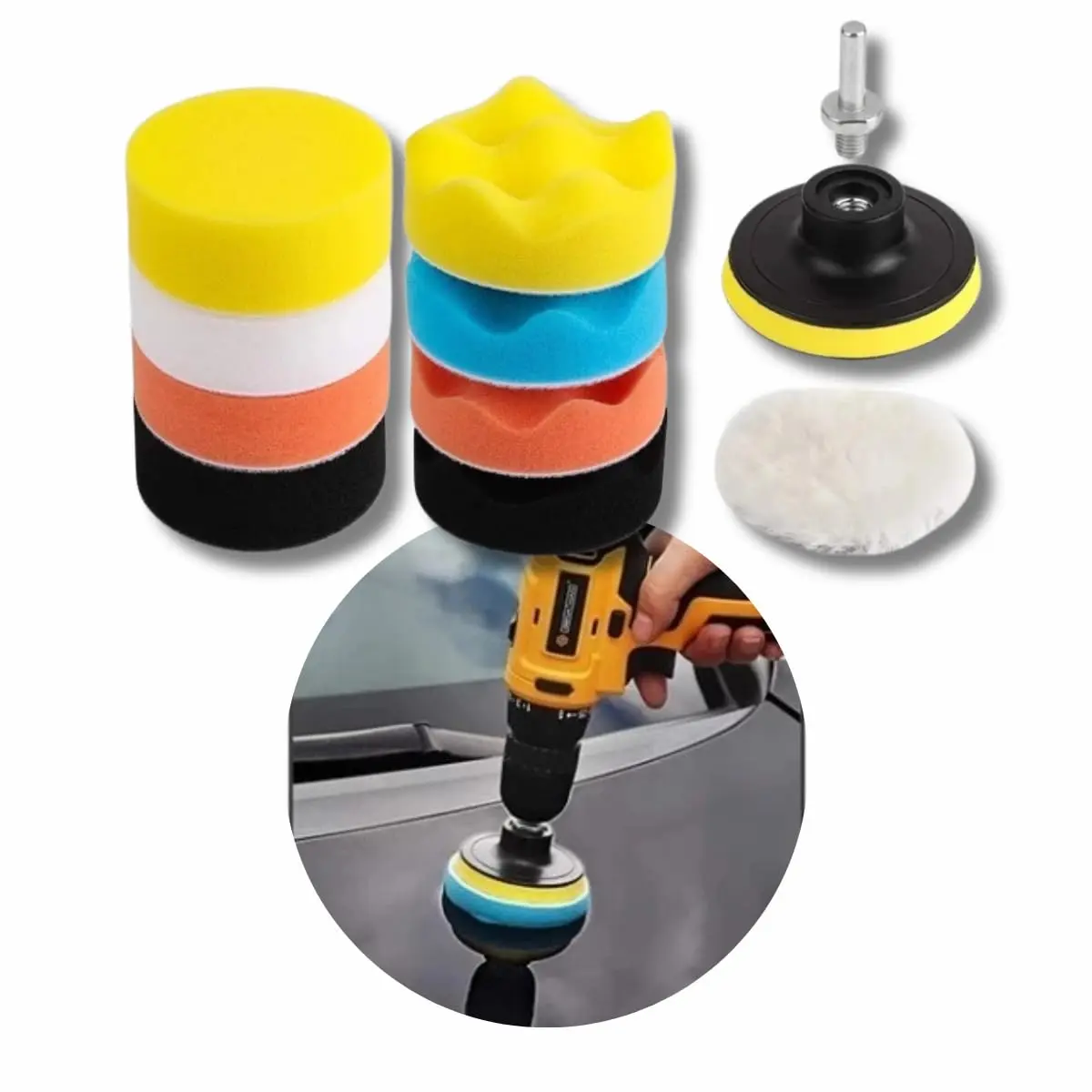 Kit Polimento Boina Esponja Parafusadeira 11 Peças 3 Polegadas Automotivo Com Adaptador M10 Conjunto de Boinas para Polir Carro Moto (1)