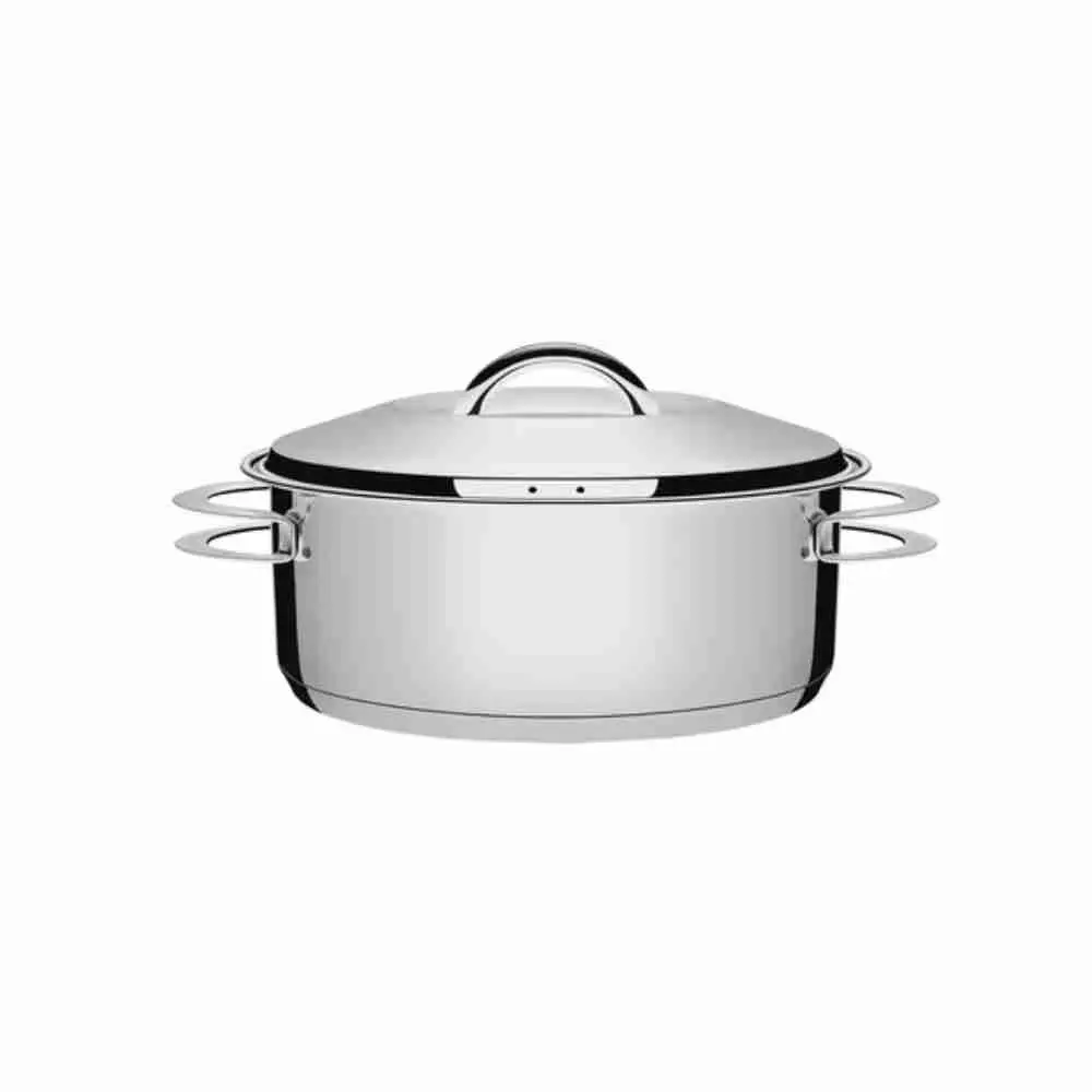 Caçarola Tramontina Solar Rasa em Aço inox Fundo Triplo com Tampa e Alças 24 cm 4,7 L