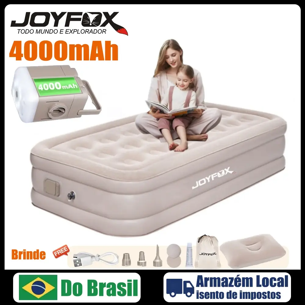 Joyfox Colchão Inflável Solteiro Com Bomba Inflável De Bateria De Lítio Embutida E Removível Colchão Inflável Com Travesseiros