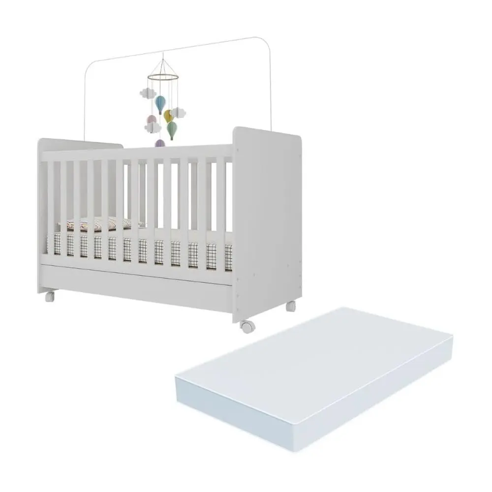 Berço Americano 3x1 com Colchão Incluso e Rodízios Pimpolho Multimóveis Mp4308 Branco - 1
