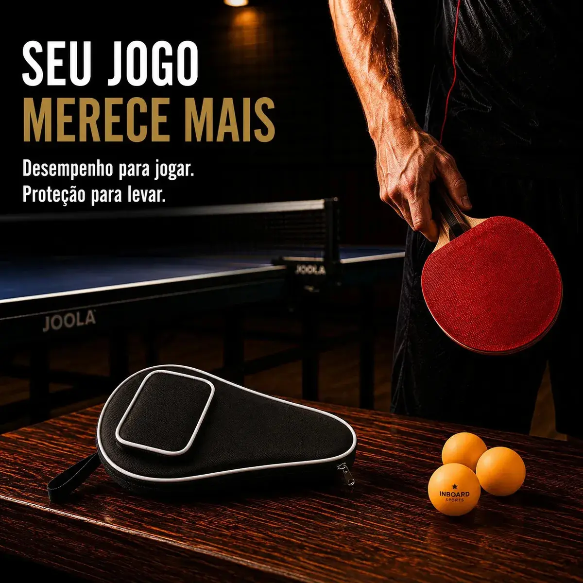 Raquete de Ping Pong Profissional com Raqueteira e 3 Bolinhas de 40mm thumbnail 7