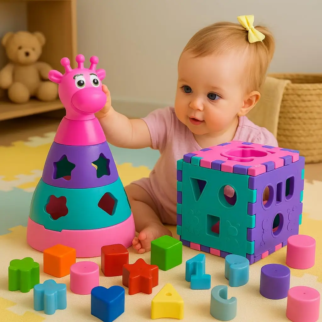 Kit de Brinquedos para Bebês de 1 Ano Menina Rosa - 1
