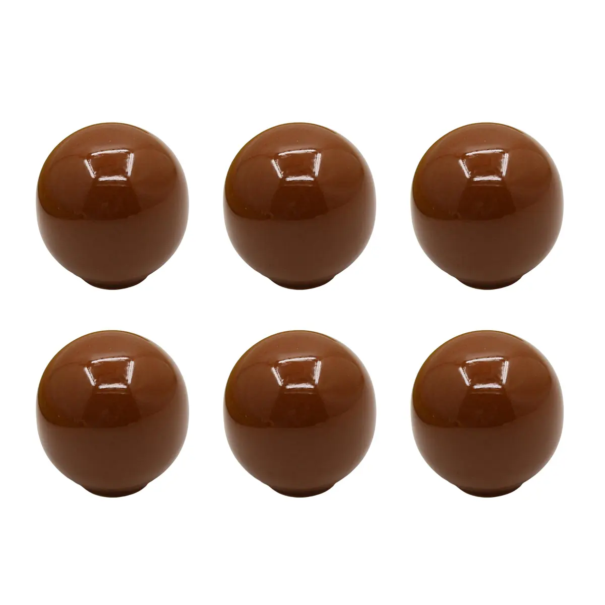 Kit com 6 Unidades de Puxadores de Cerâmica em Formato de Bolinha para Gavetas/Armários/Móveis, Estilo Criativo - Marrom