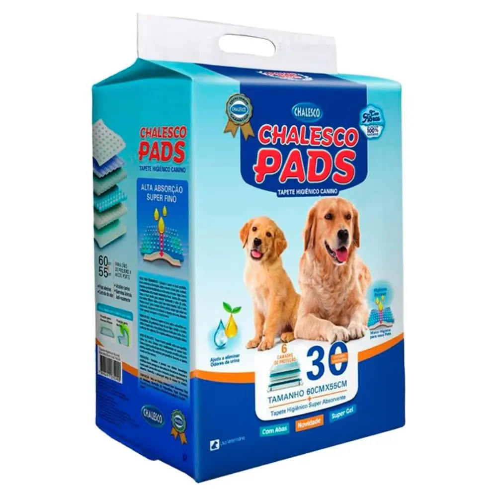 Tapete Higiênico Chalesco Pads para Cães 60 x 55 cm – Alta Absorção, Controle de Odores e Base Impermeável | 30 Unidades - 1