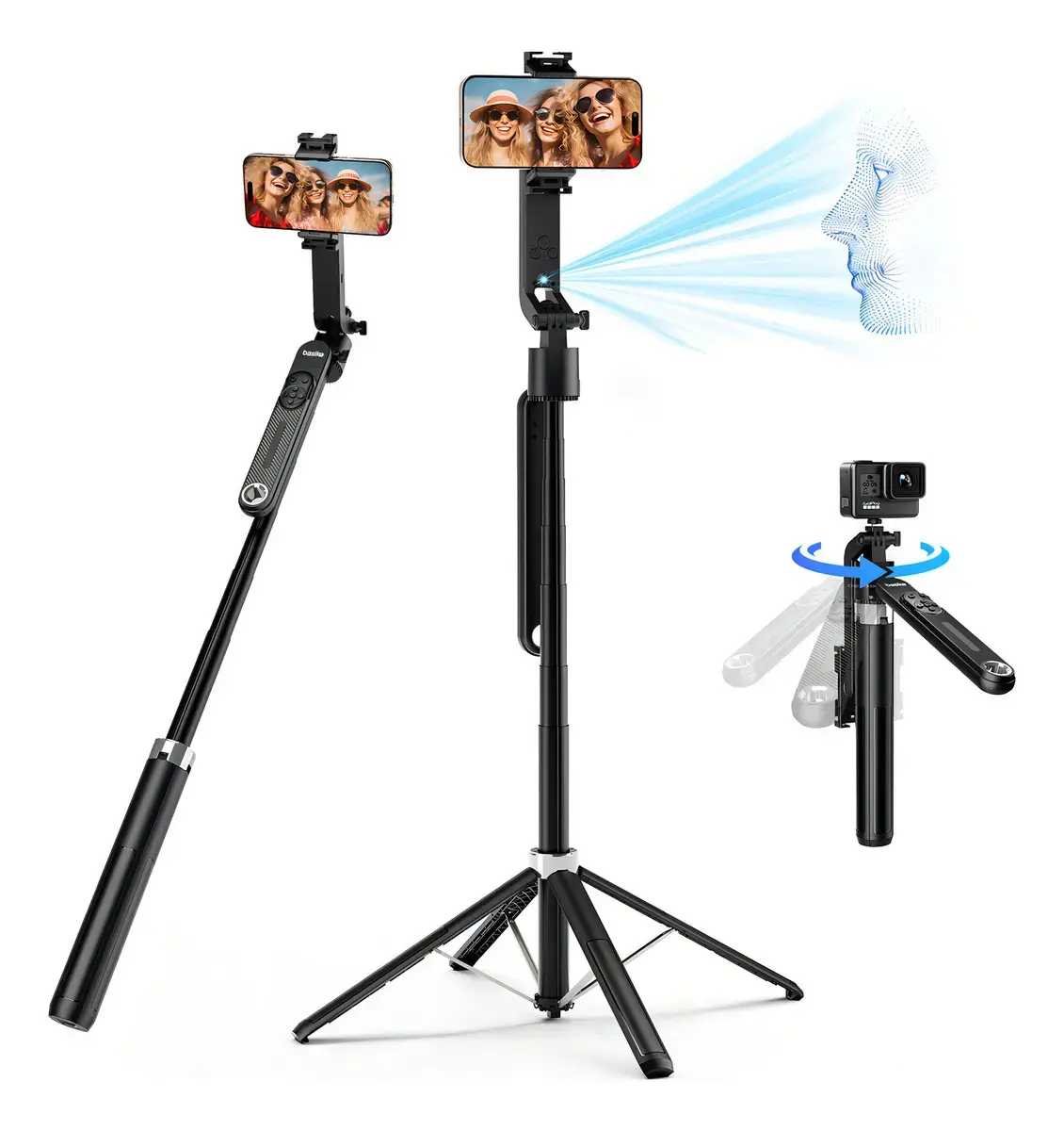 Tripé Para Celular e Câmera Basike 180cm com Rastreamento Facial IA e Controle Bluetooth thumbnail 10