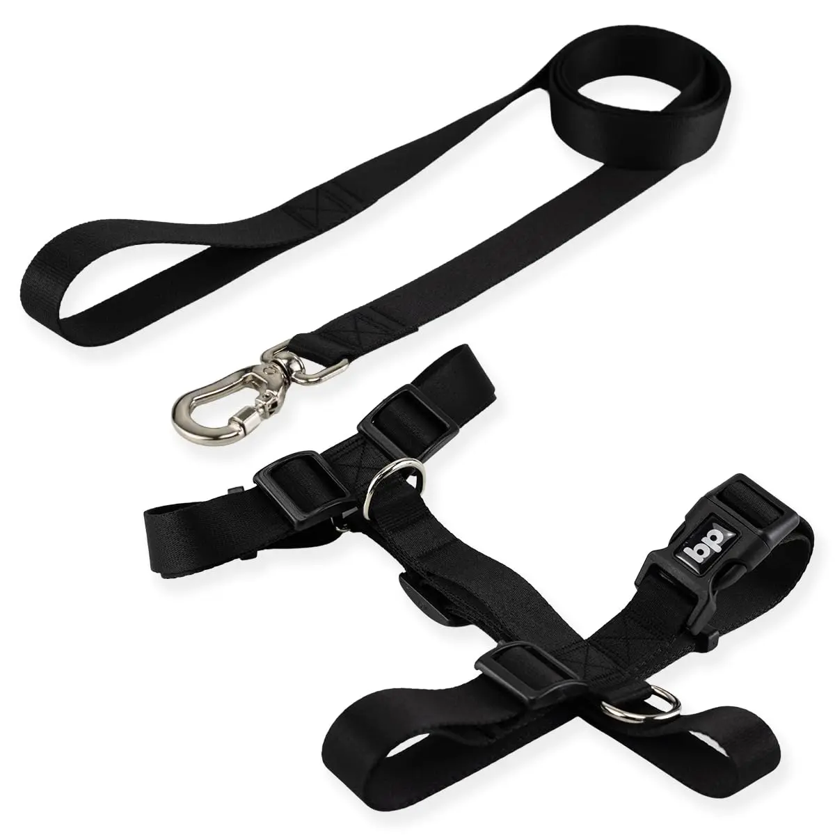 Basic Pet Coleira Peitoral Com Guia Para Cachorro Cães Modelo Tradicional H Tamanho Porte Grande Médio Pequeno (G, Preto) - 1