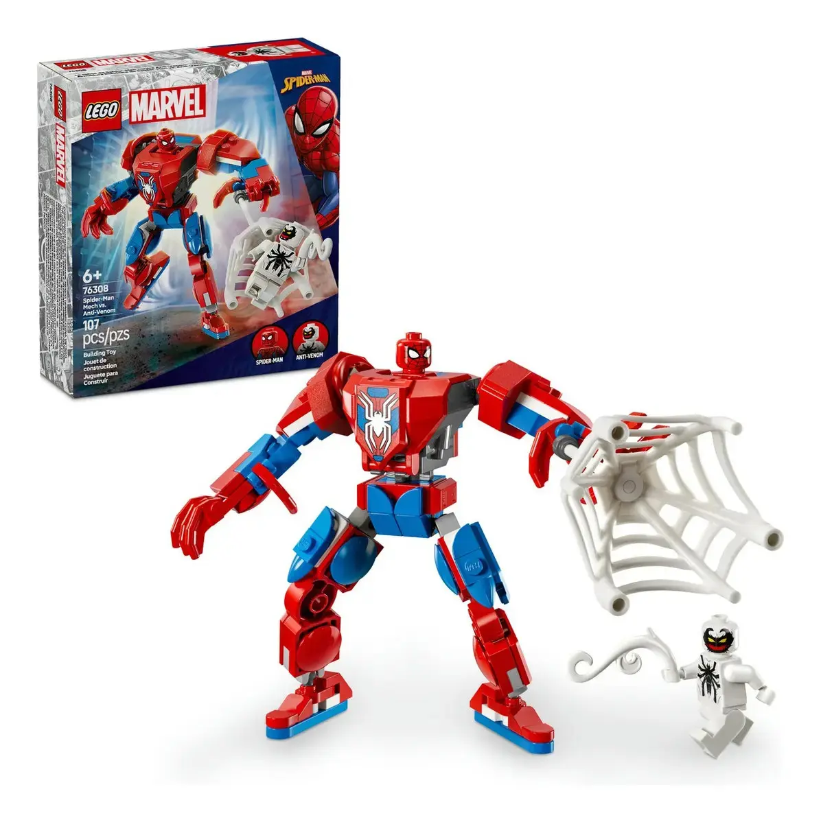 LEGO Marvel - Robô do Homem-Aranha vs Anti-Venom - 107 Peças - 76308