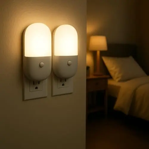 Abajur LED Mini Noturno Bivolt para Quarto Infantil: Luminária de Tomada em Acrílico - Luz Suave e Confortável para Bebês e Crianças - Kit com 02 Unidades - 1