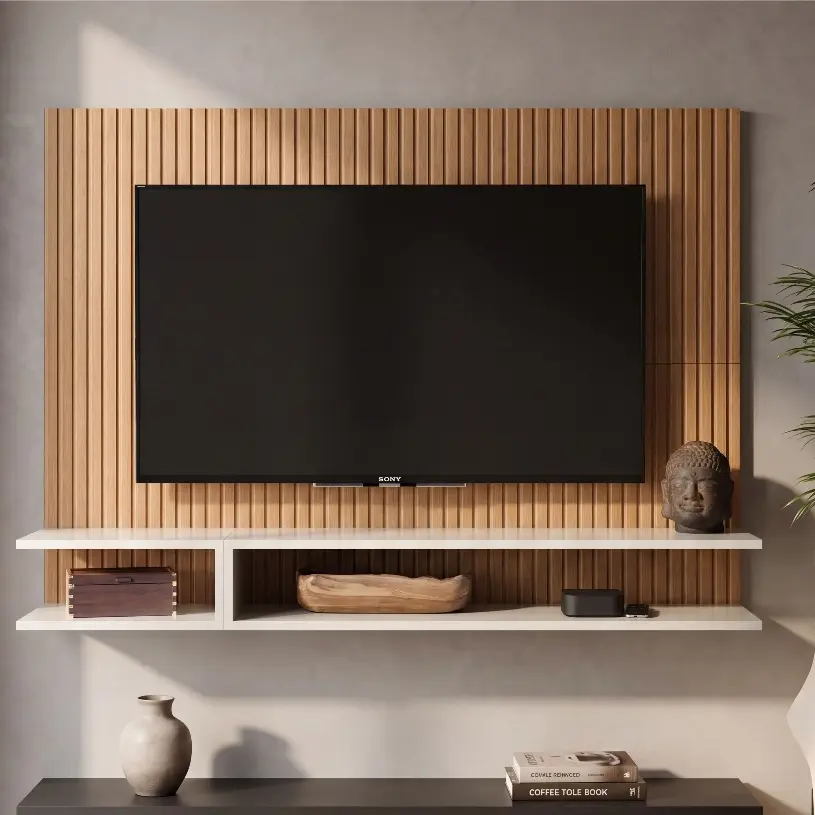 Painel Para TV Ripado Modelo MILÃO 50 Polegadas Smart Plus - Quality Móveis