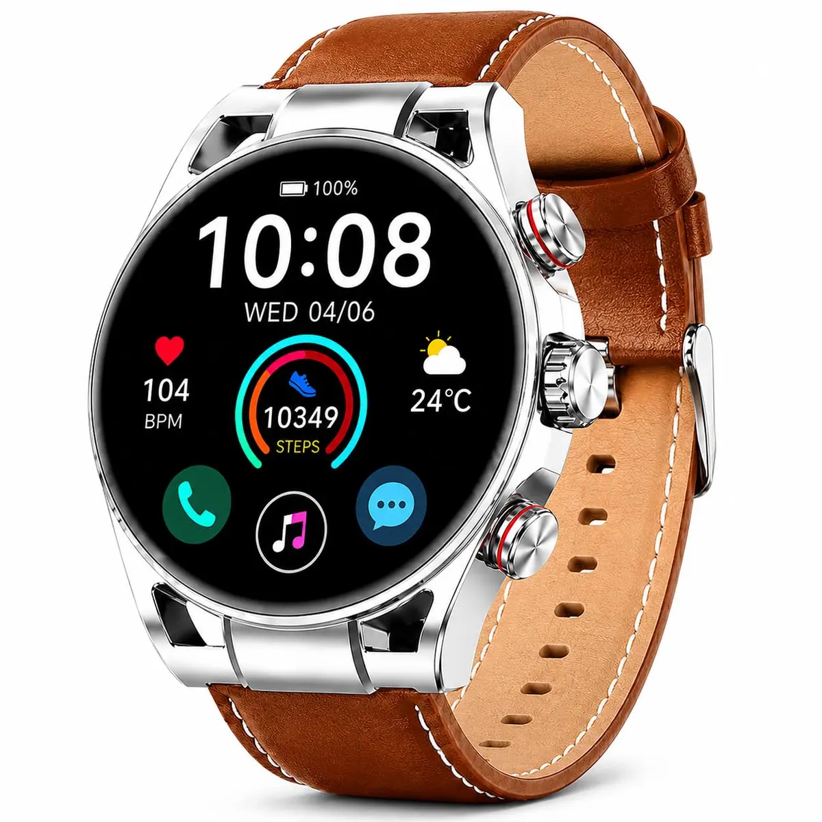Smartwatch com Chamadas Bluetooth, Tela Grande, 5ATM | Relógio Inteligente com Monitoramento de Saúde, Modos Esportivos, Android e iOS