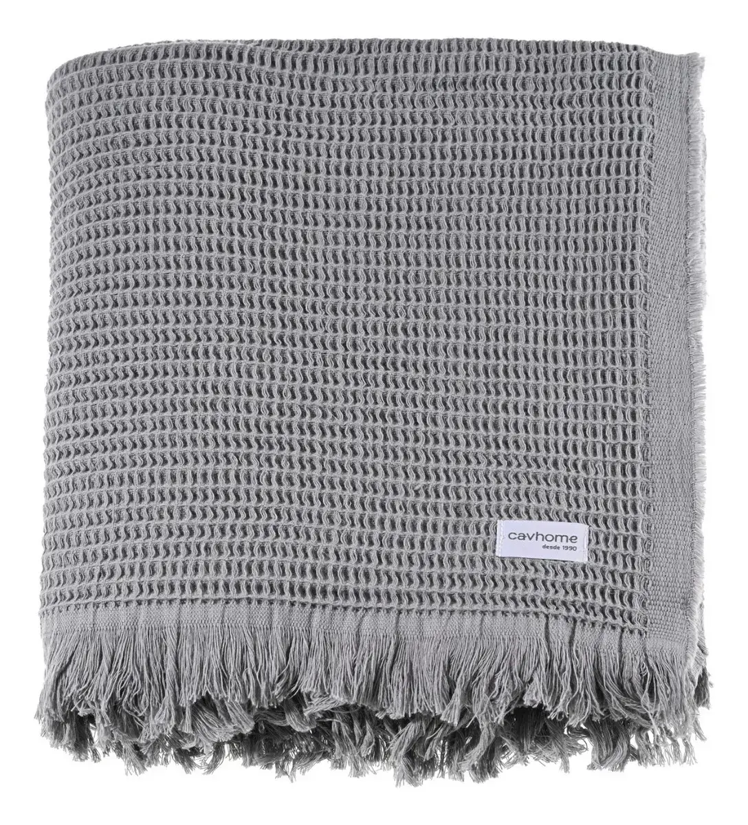 Manta Decorativa Cavhome 100% Algodao Piquet Cor Cinza Desenho Lisa