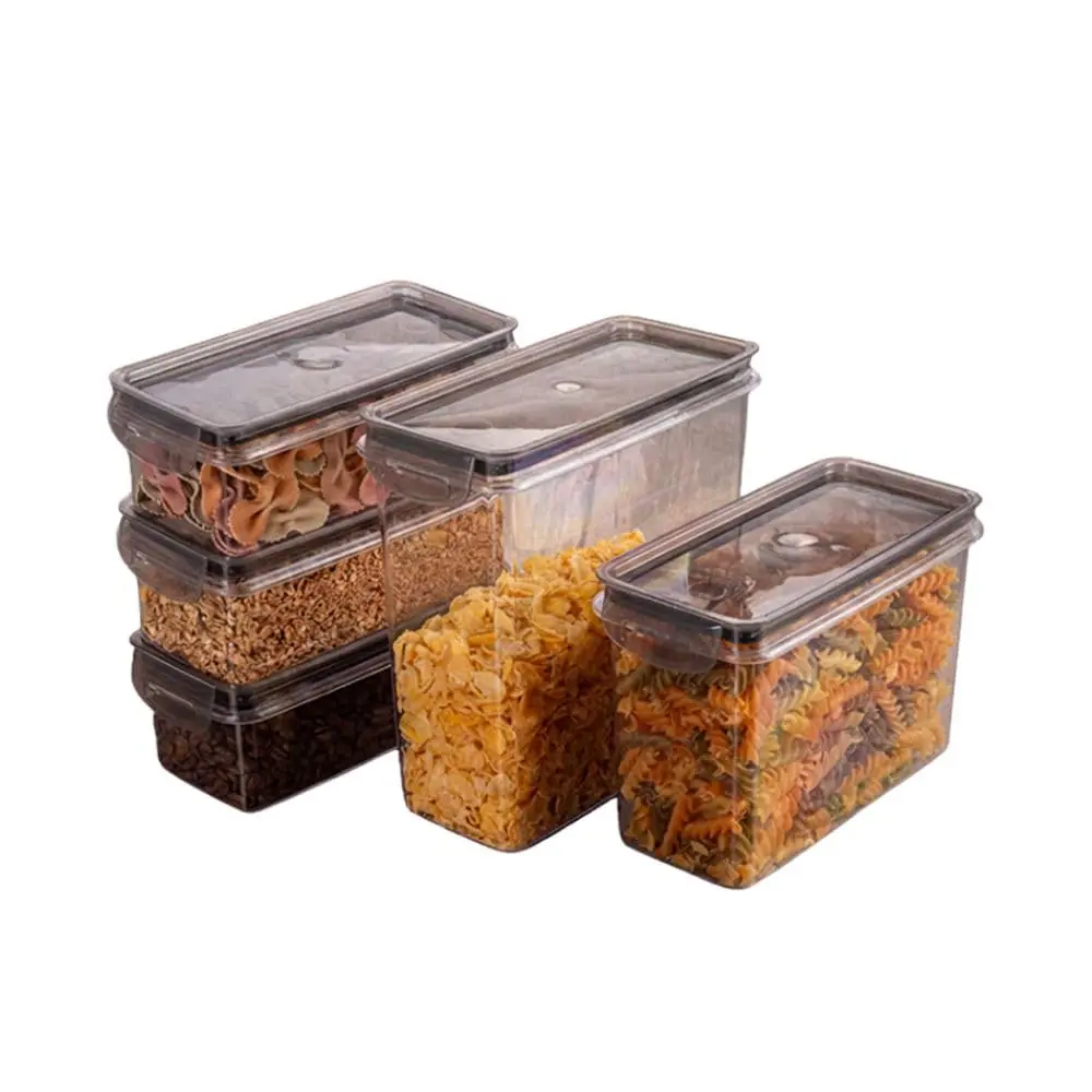 Plasútil Kit 5 Potes Herméticos Retangulares 875mL a 3L Trava Mais Cristal
