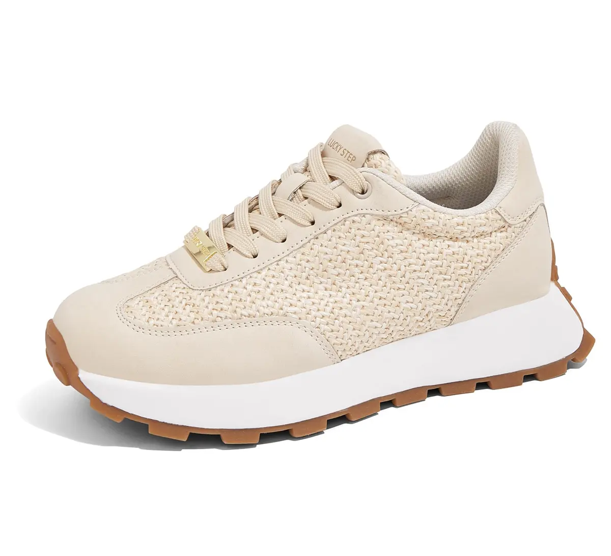 LUCKY STEP Tênis Plataforma Feminino Retrô Clássico Fashion Casual Cadarço Corrida e Caminhada