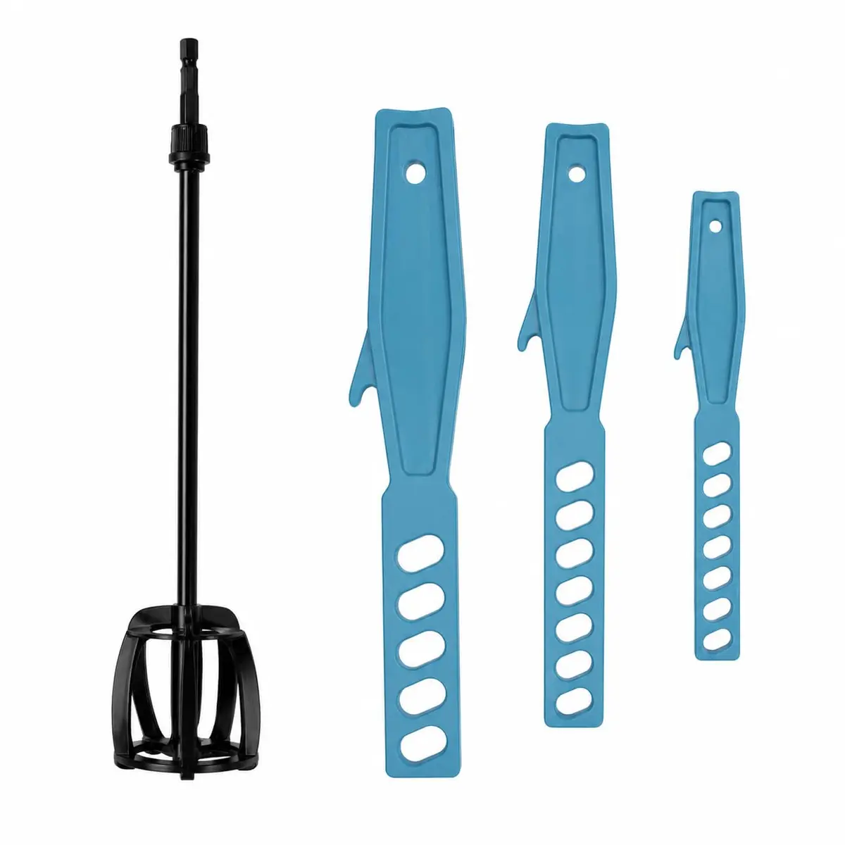 Kit Misturador de Tinta com Batedor para Furadeira Pintura e Preparação | Inclui 3 Espátulas, Encaixe Universal, Para Latas de Tinta, Haste Ajustável, Uso Profissional