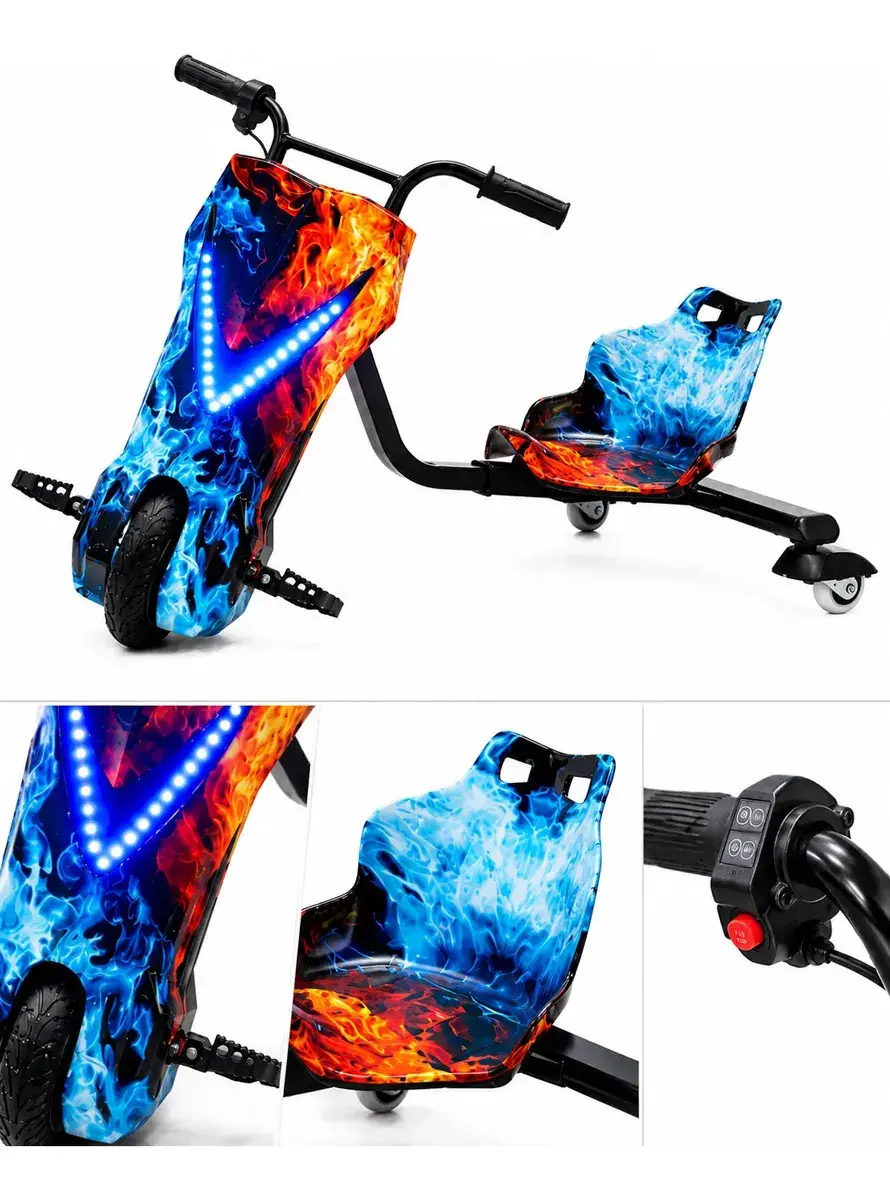 Patinete Elétrico Drift Triciclo Infantil 350W, com Bluetooth e LED para Crianças - 1