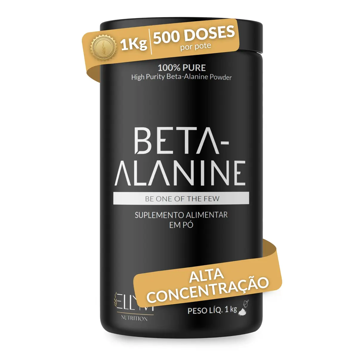 Beta Alanina 100% Pura 1kg 500 Doses Performance Pré Treino ELLYM NUTRITION | 2000mg dose 16 meses carnosina resistência musculação cross training alta intensidade sem sabor suplementação esportiva