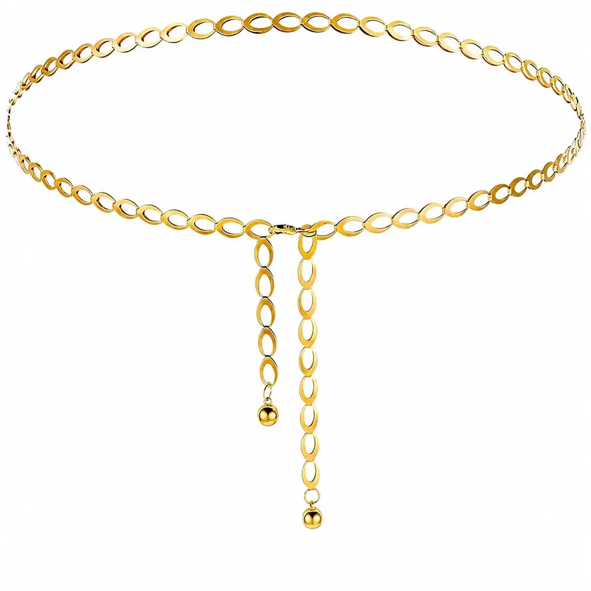Cinto Feminino de Corrente Dourada, 120 cm