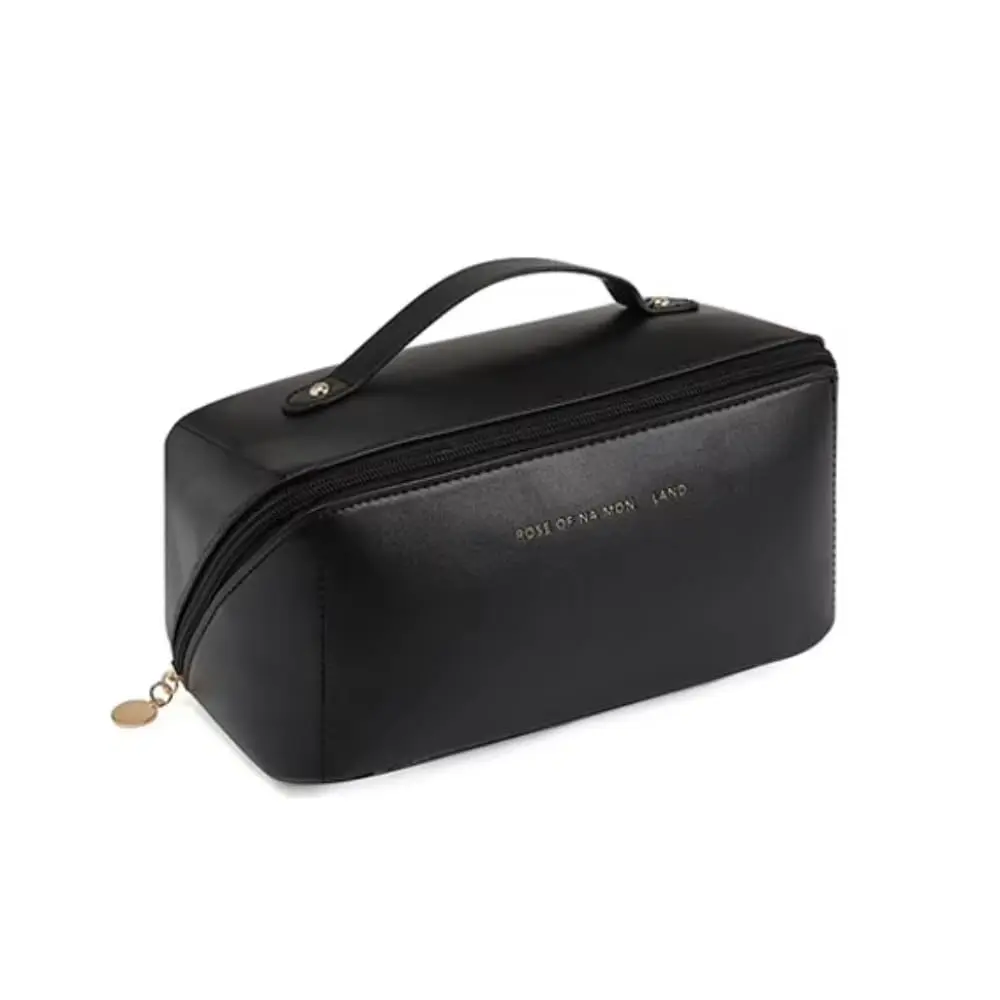 Necessaire Feminina Organizadora Maquiagem Premium Grande Para Viagem Preta | Necessaire Premium Com Divisórias Internas, Grande Capacidade, Zíper Resistente e Ideal Para Maquiagem, Viagens e Uso Diário