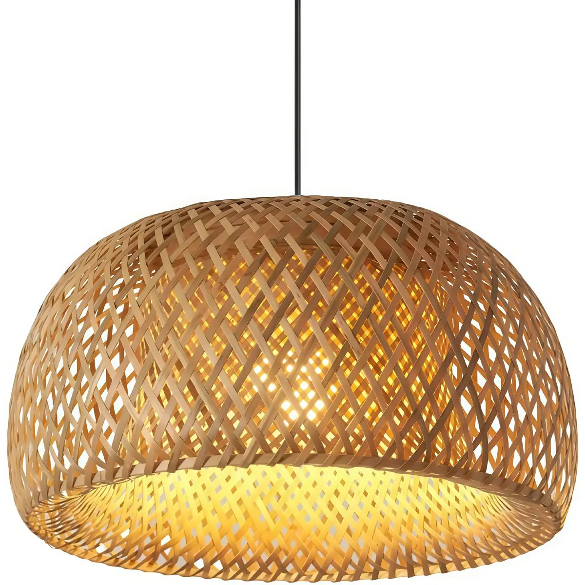 EKROTOK Luminária Teto Lustre Pendente Palha Madeira Vime Sala 38CM, 110-240V
