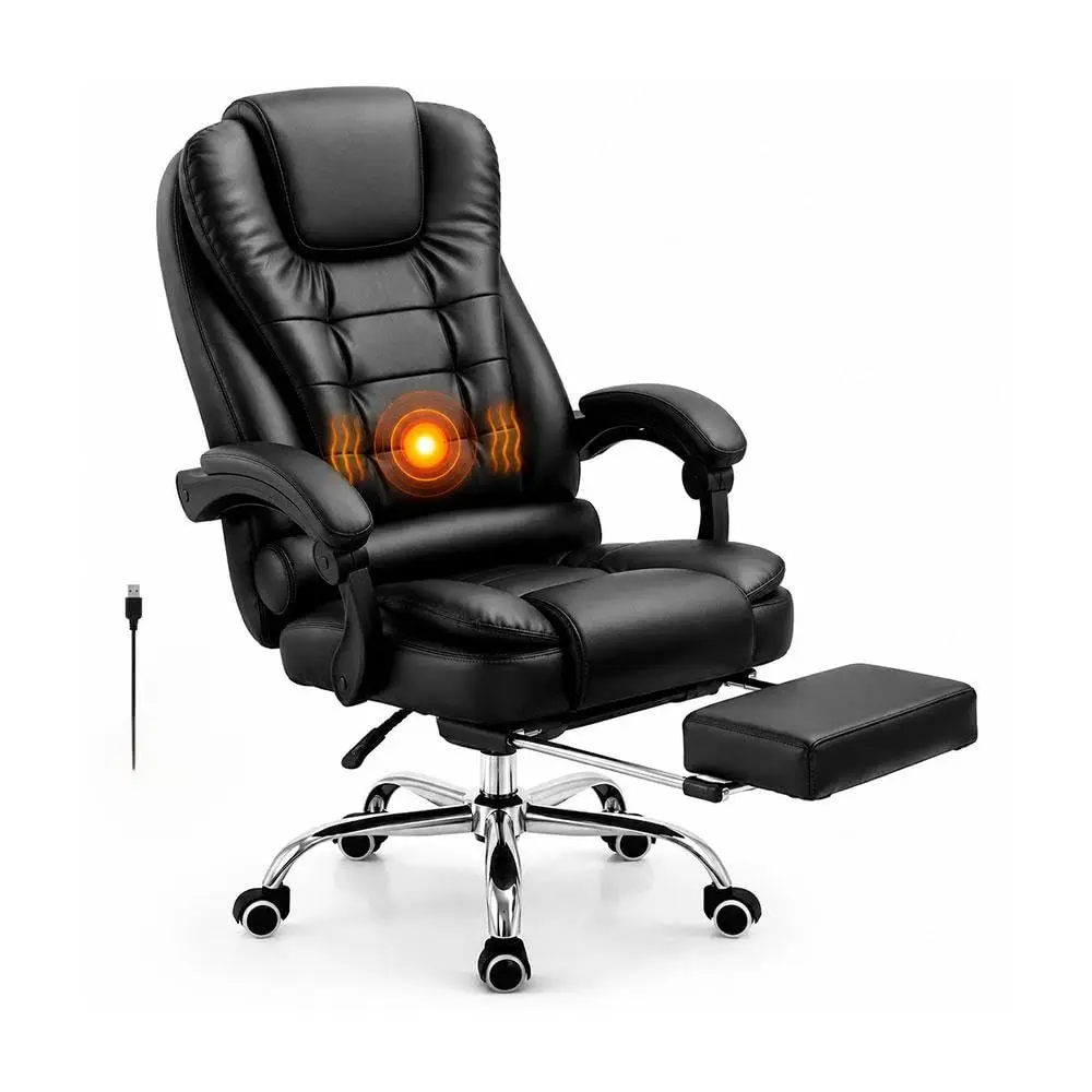 Cadeira Presidente Ergonômica Reclinável 135° com Massagem USB Preta | cadeira presidente escritorio;cadeira de escritorio presidente;cadeira office
