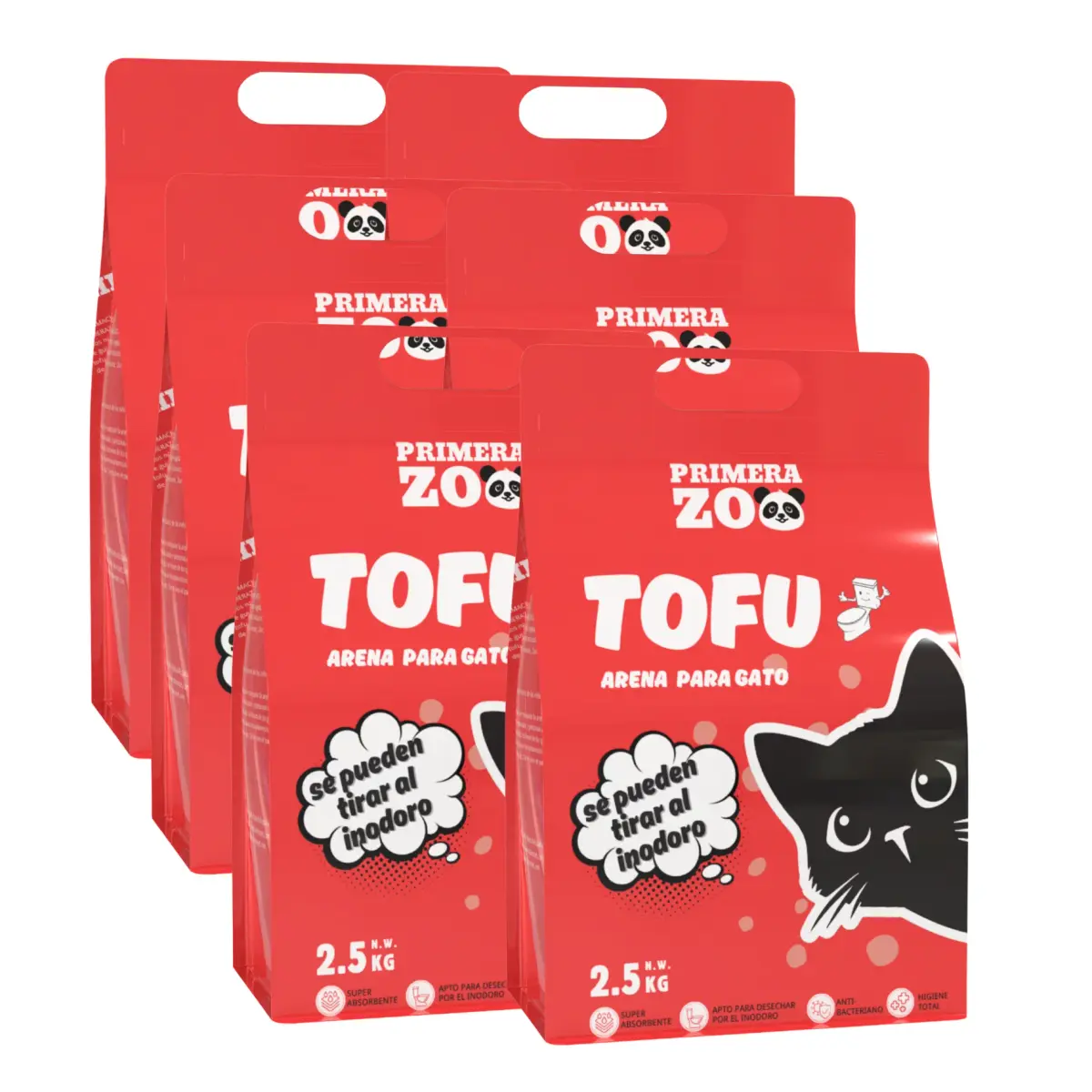 Primerazoo, areia natural para gatos com tofu, super desodorizante, com baixo teor de pó, aglutinante e descartável na sanita