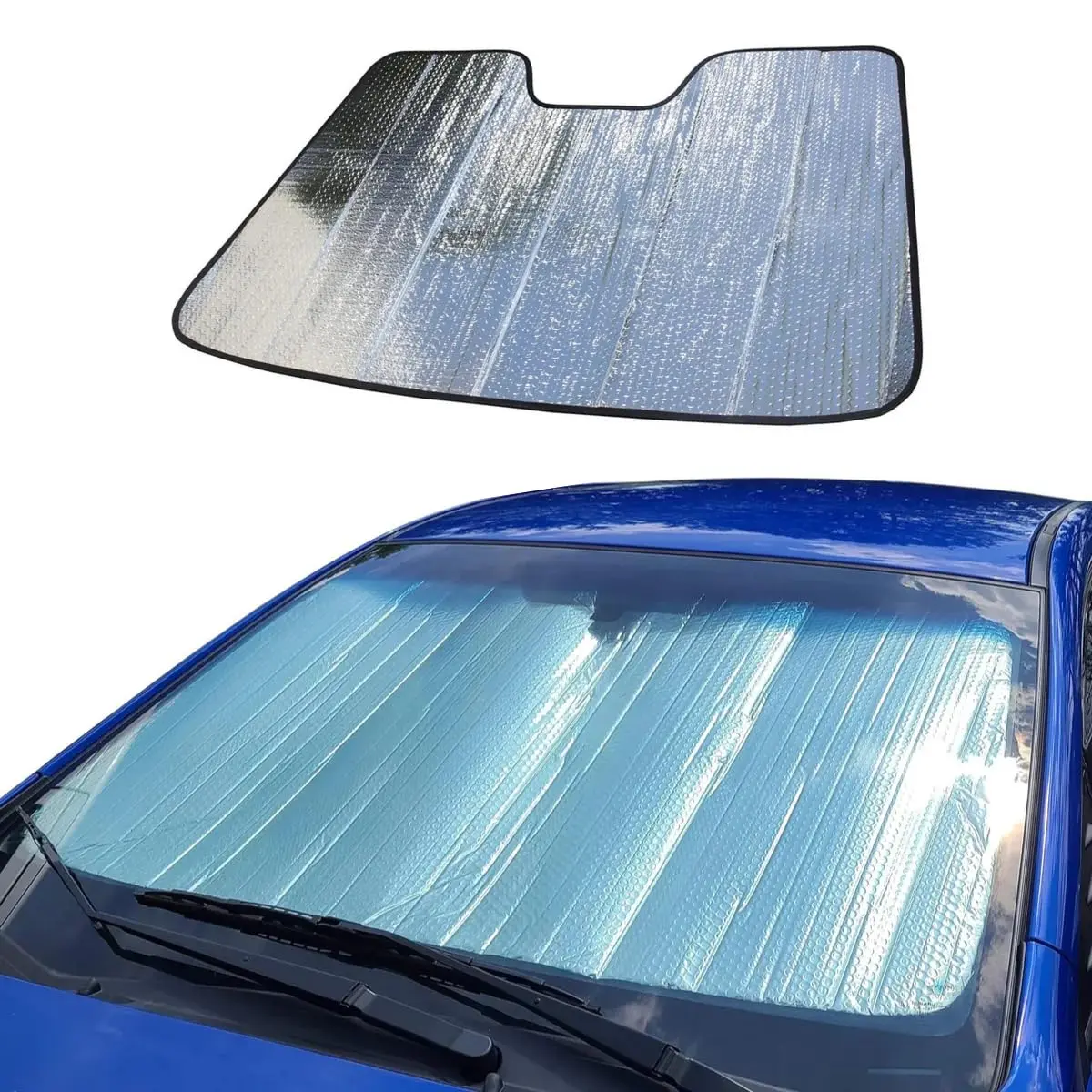 Protetor Solar Automotivo de Alumínio para Parabrisa Quebra Sol Portátil Laminado de Carro com Isolamento Térmico Proteção Solar UV Retratil Guarda-Sol Veicular Dobrável