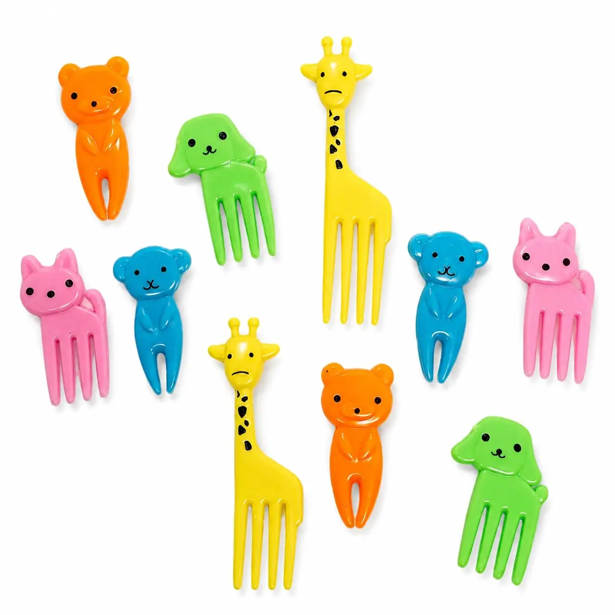 Combo com 10 ou 8 Mini Garfinhos Para Frutas e Petiscos ou Sobremesa - Com Tema de Animais Incentivo - Alimentação Saudável Luxo - MBB Shop (Colorido - 10Unds) - 1