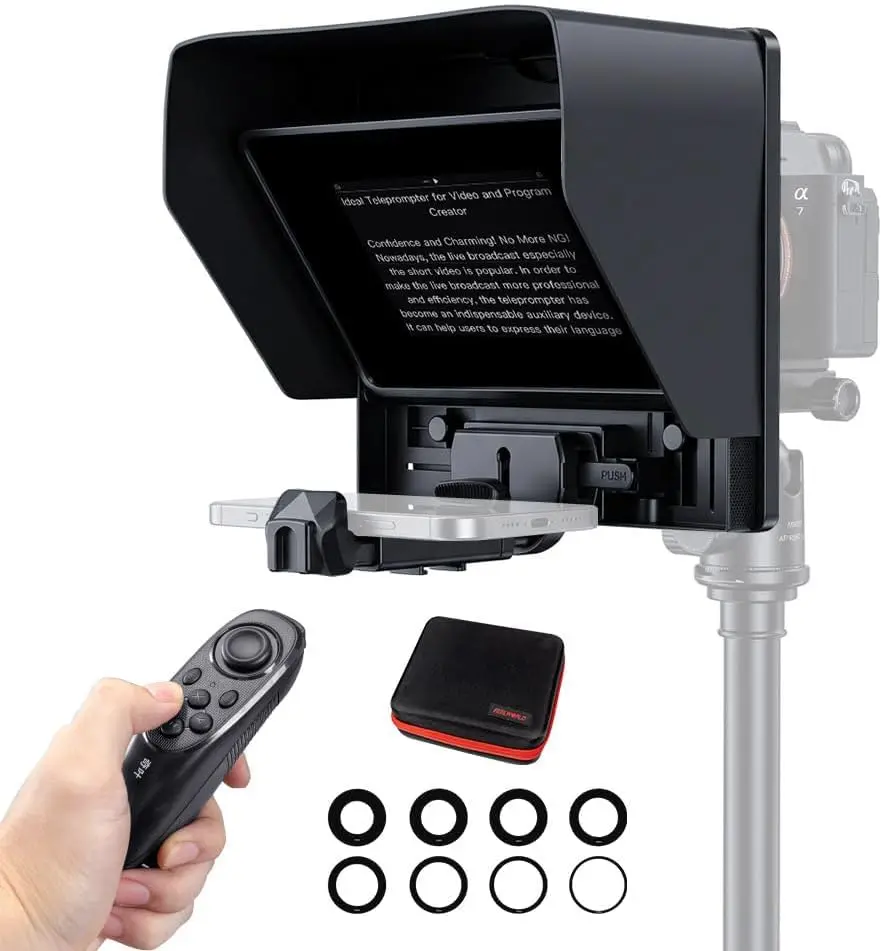 Teleprompter PortáTil DobráVel de 10" para Celulares e Tablets de Até 9" CompatíVel com Iphones, CâMeras Dslr e CâMeras Para GravaçãO, Ideal para TransmissõEs Ao Vivo, Entrevistas e Discursos