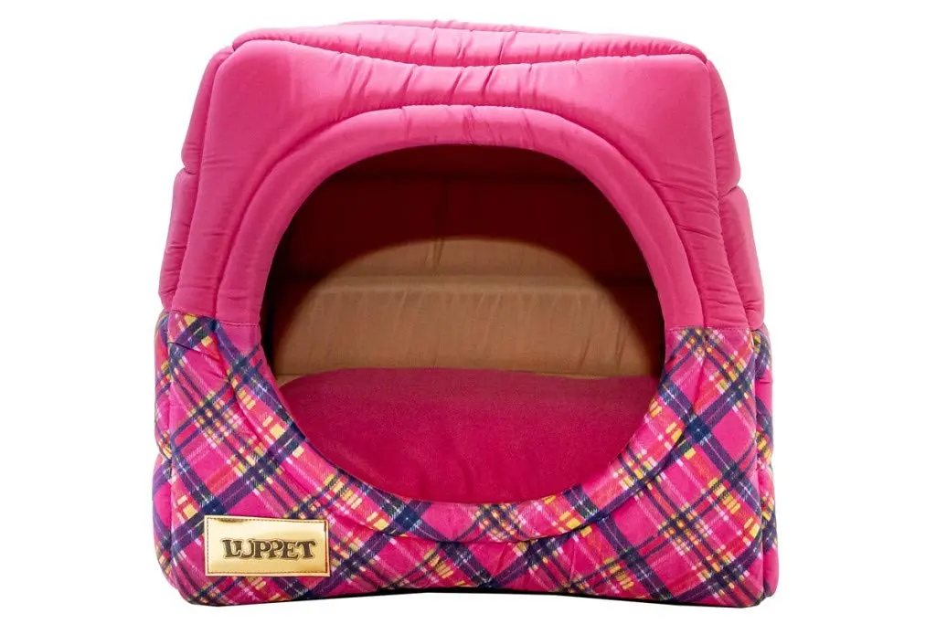 Luppet Toca E Cama 2 Em 1 Com Almofada Para Cães E Gatos De 6Kg A 12Kg Rosa Xadrez G - 1