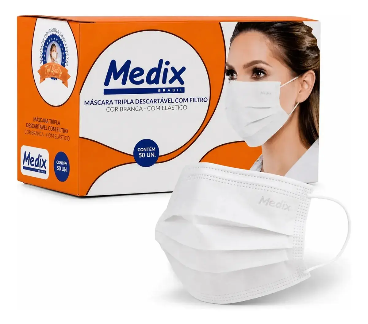 Máscara Descartável Elástico 50 Unidades Polipropileno Medix - 1