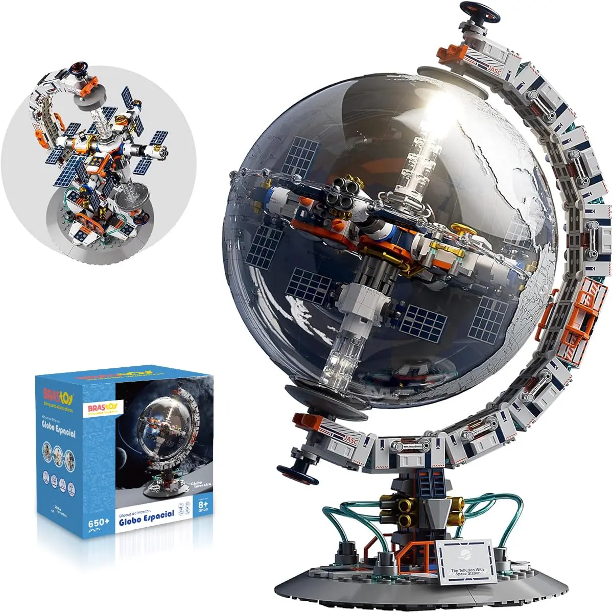 Conjunto de Blocos de Montar Construção de Globo - Maquete de Globo, Brinquedo Educativo STEM
