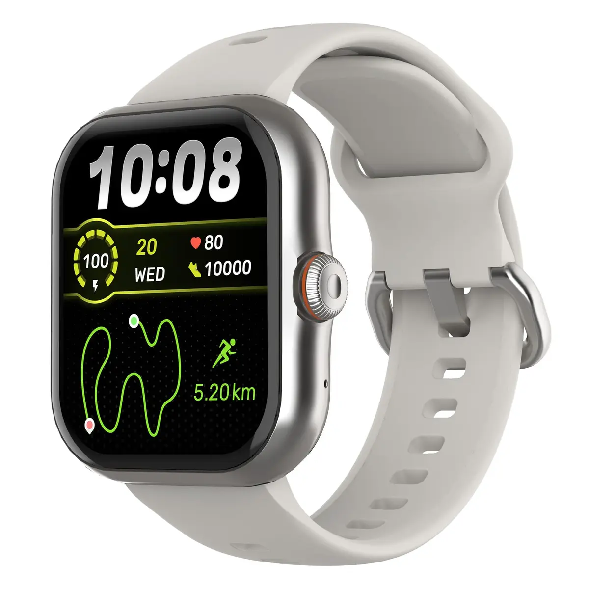SmartWatch GPS, Relogio Smartwatch Feminino e Masculino, 1,85 polegadas HD, chamada Bluetooth, Esportivos relógio com voz por IA, Compatível com Android iOS, 2 Pulseiras (Prata)
