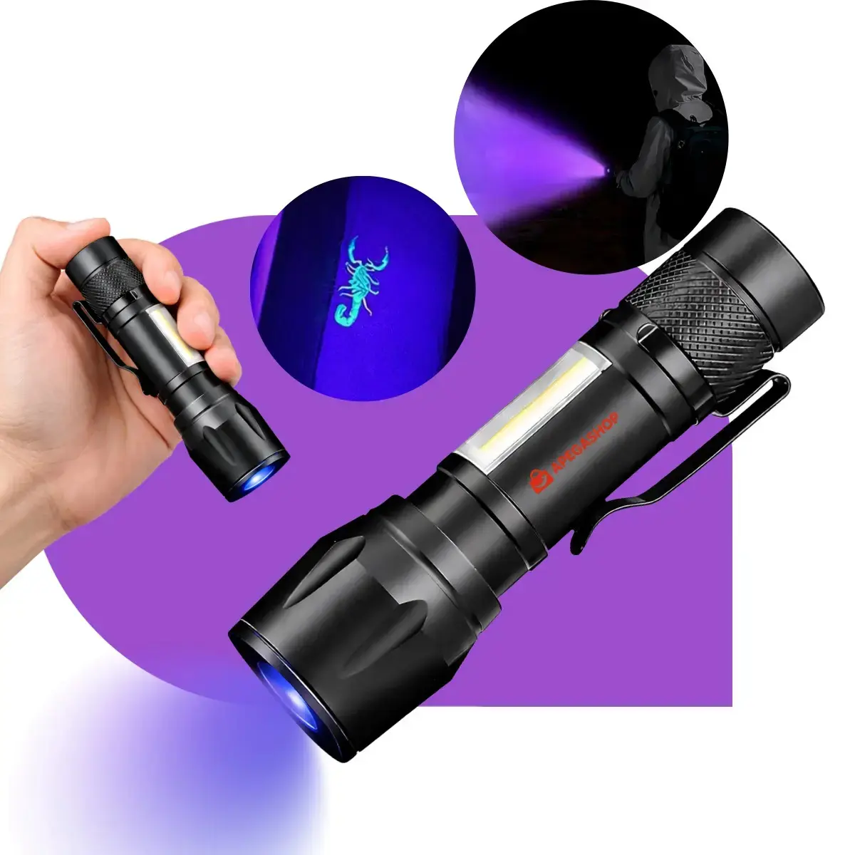 Lanterna Uv Led Luz Negra Roxa Ultravioleta Detecta Escorpião Seca Unha Resina Máscara Nota Falsa Dinheiro APEGASHOP Inseto Bateria Recarregável Usb Portátil Potente Mini