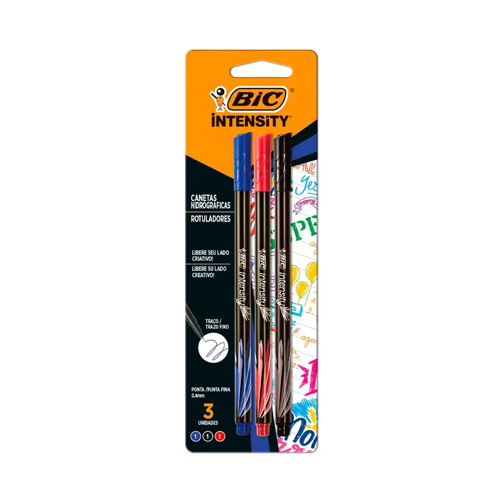 BIC, Caneta Hidrográfica, Intensity, Multicor, 3 Unidades