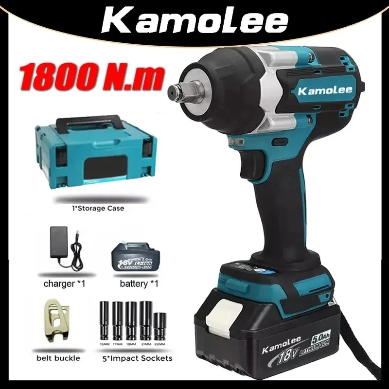 【1800N.m】Kamolee DTW700 Chave de impacto elétrica 1800 N.m Alto torque 1/2 polegada manutenção de automóveis