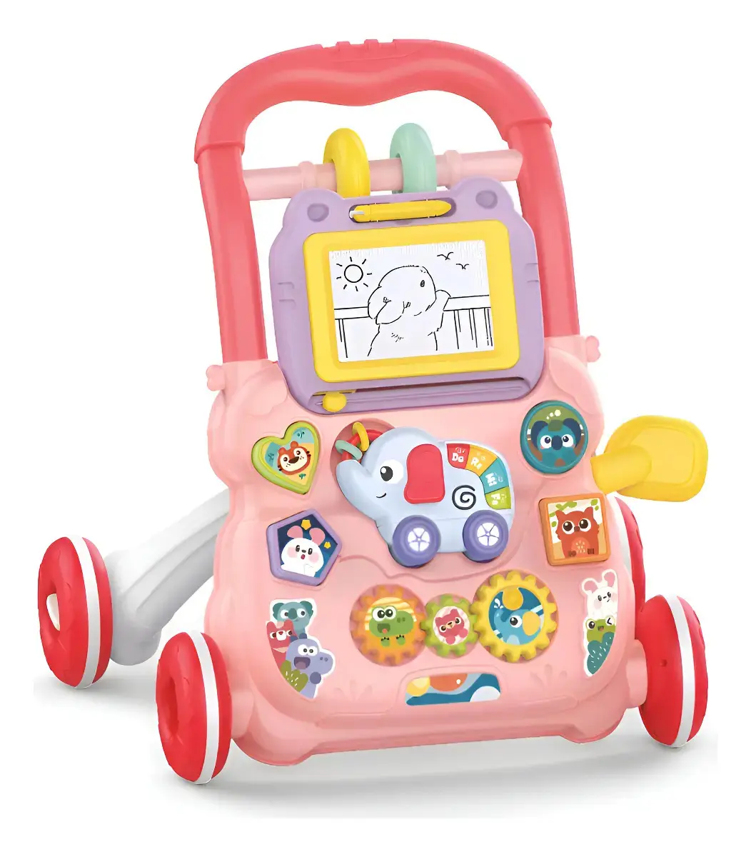 Andador Infantil 2 Em 1 Musical Interativo Rosa - Maxi Baby