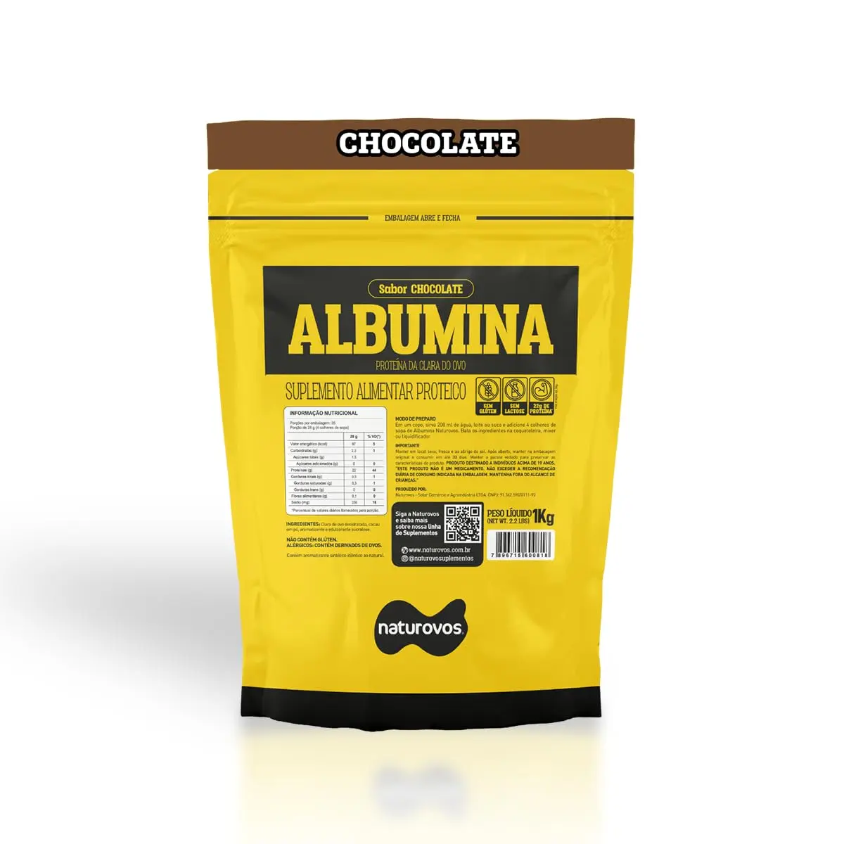 Albumina Chocolate 1Kg - Naturovos, Naturovos - 1