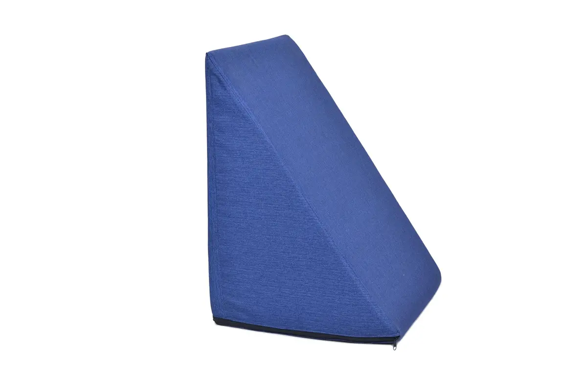 Travesseiro Triangular Espuma Encosto Adulto Apoio Costas Repouso Leitura Cor:Azul