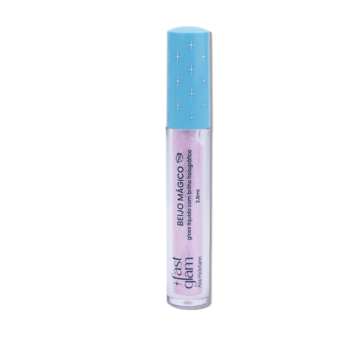 Gloss Líquido Holográfico Fast Glam Beijo Mágico – Brilho Multicolorido, Textura Confortável, Transparente e Não Pegajoso - 1