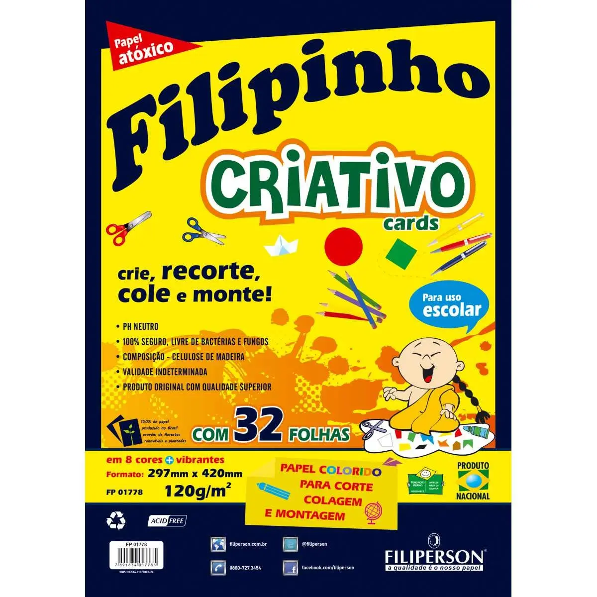 Bloco para Educacao Artistica Filipin.Criat.8Cor.A3.120G.32F-Envelope - 67105 - 1