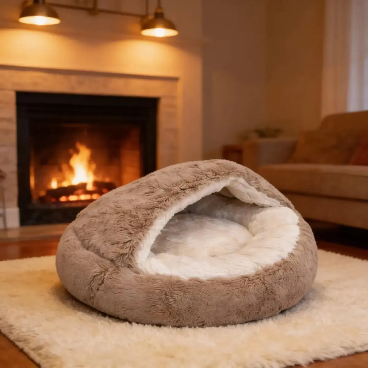 CAMA PET NUVEM COBERTA FECHADA M50CM PELUCIADA PLUSH CAMINHA CASINHA TOCA DONUT COM COBERTURA IGLU ANTIALERGICO FUNDO ANTIDERRAPANTE (M 50CM AVELA) - 1