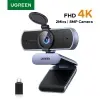 Webcam UGREEN 4K FHD 1080P 8MP para PC, com foco automático PDAF, dois microfones com cancelamento de ruído, ideal para Zoom/Teams/Google Meet.