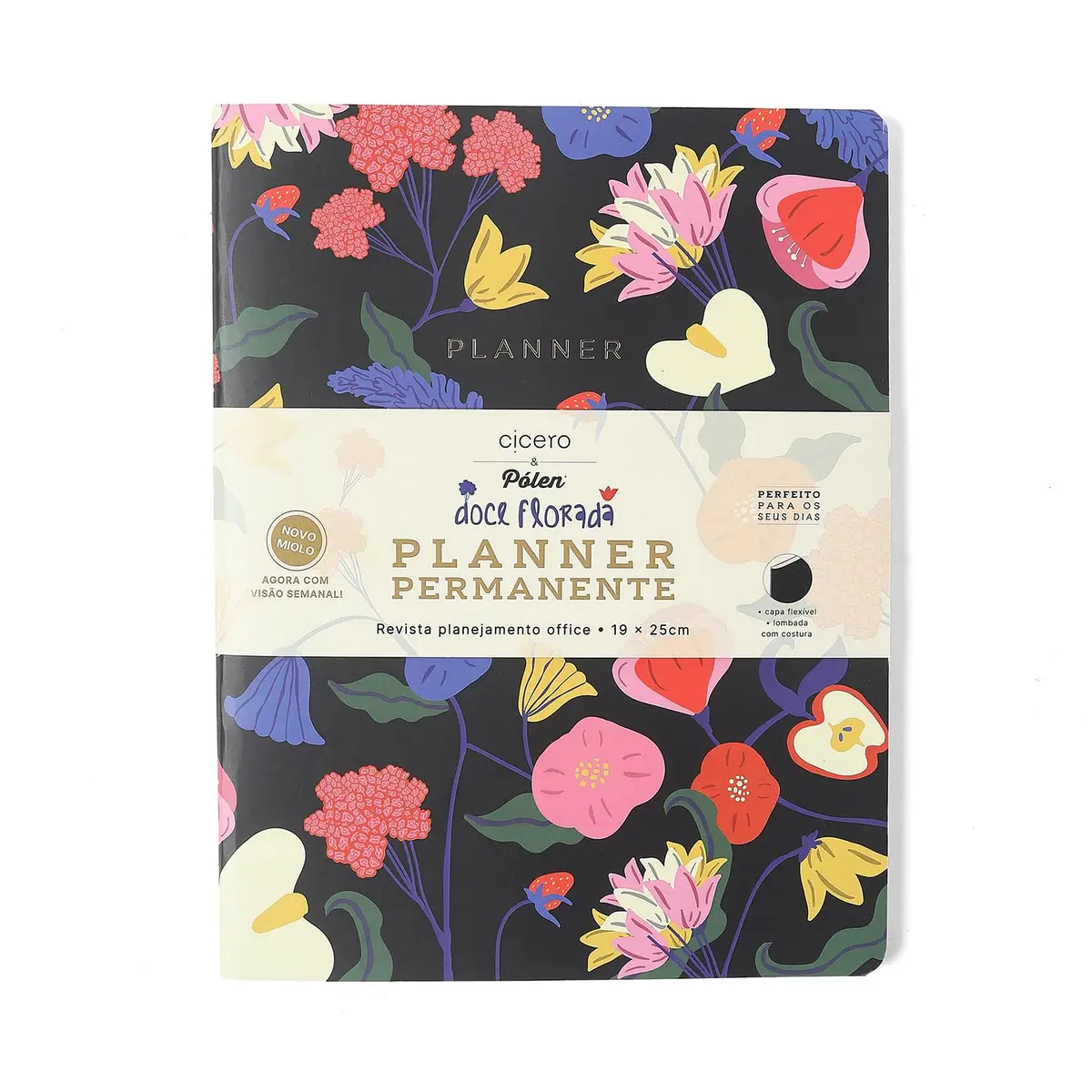 PLANNER PERMANENTE REVISTA PLANEJAMENTO DOCE FLORADA MENSAL 19X25 PRETO - 1