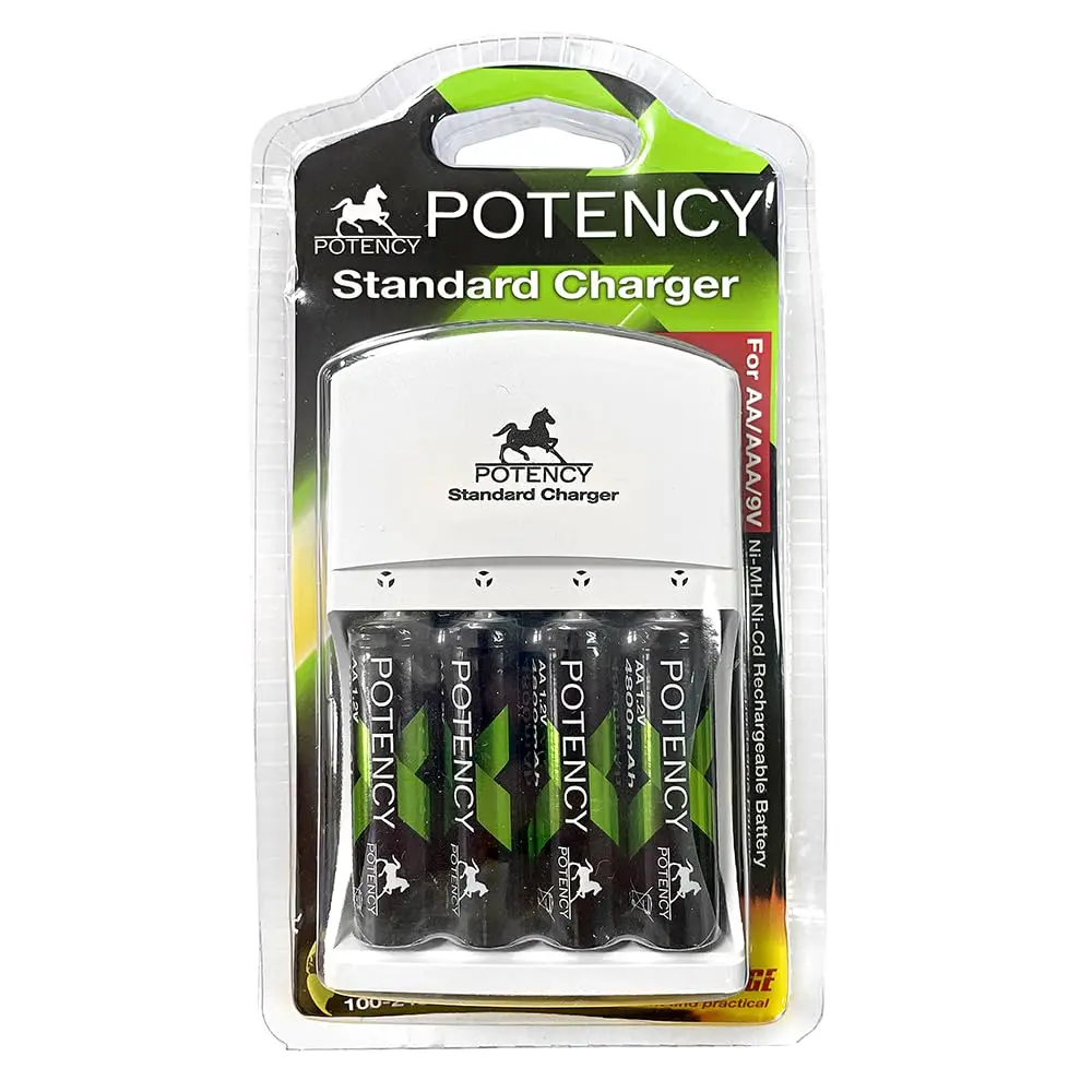 Carregador P/Pilhas AA, AAA e 9V, Incluso 4 Pilhas AA Recarregáveis 4800mAh Ni-MH, Bivolt, Para Controles, Câmeras, Brinquedos, LED, Relógio, Compacto e Econômico, Xbox e Acessórios