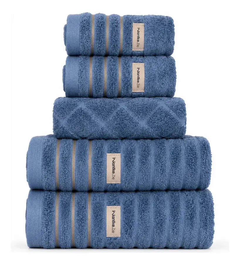 Toalha de banho TurimBanhão Gigante Grossa Macia listras azul de 1.5m x 75cm5 unidades